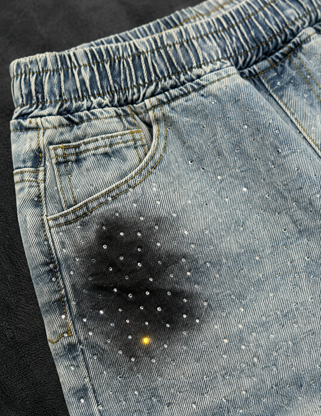 Split Stardust Denim Shorts