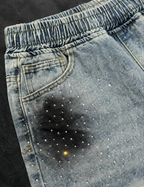 Split Stardust Denim Shorts