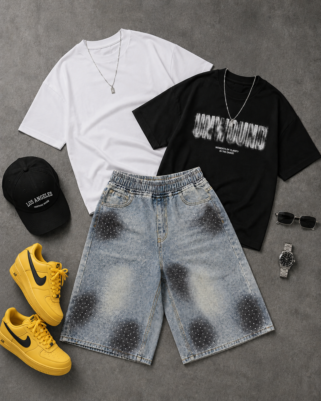 Split Stardust Denim Shorts