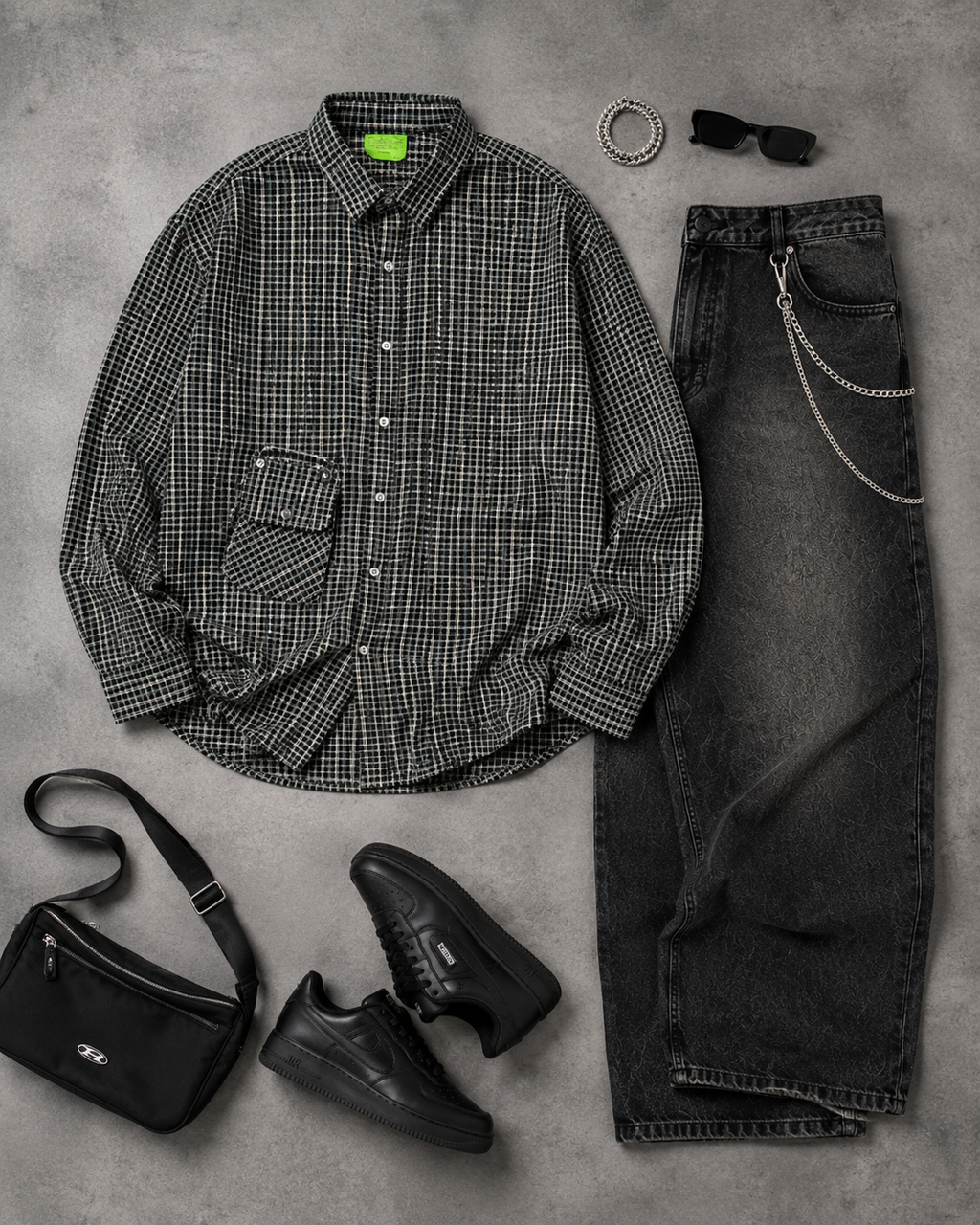 Gridline Detachable pocket shirt
