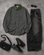 Gridline Detachable pocket shirt