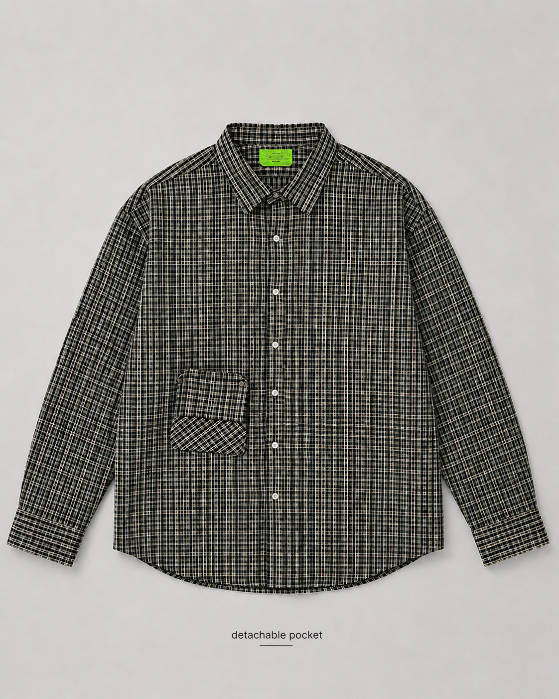 Gridline Detachable pocket shirt