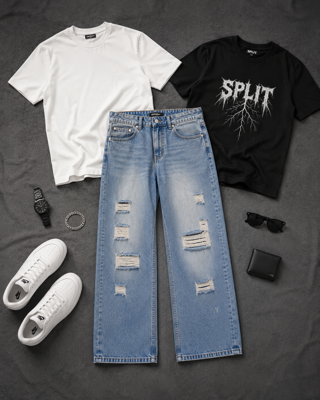 Split Rebellion Wide-Leg Denim