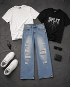 Split Rebellion Wide-Leg Denim