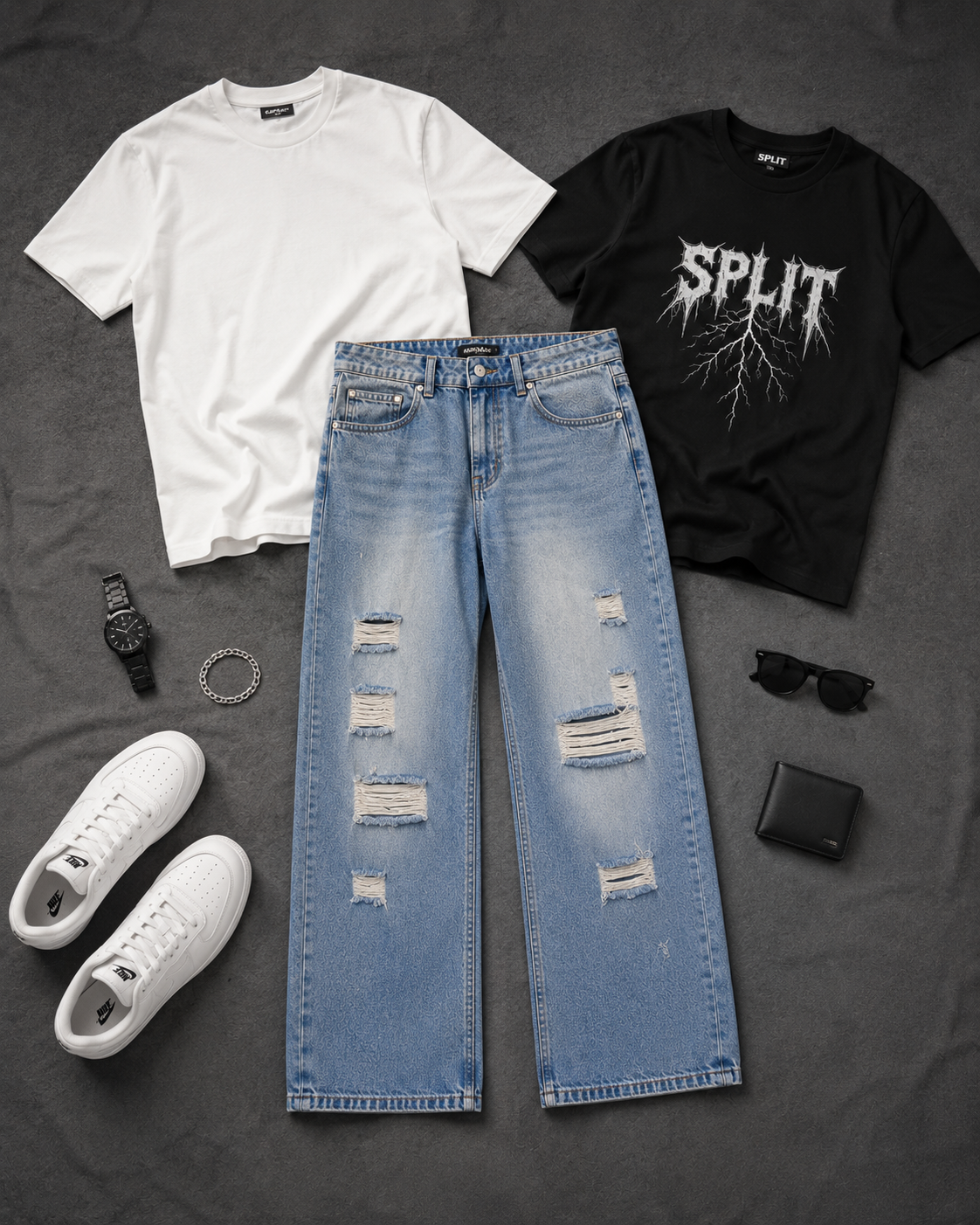 Split Rebellion Wide-Leg Denim